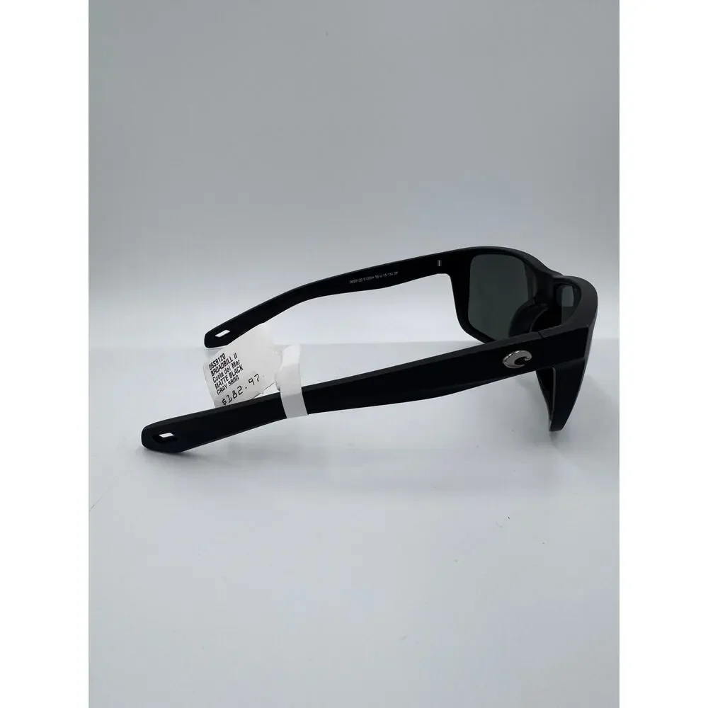 New Costa Broadbill II Sunglasses Men's Matte Black Frame Gray Lens Polarized
